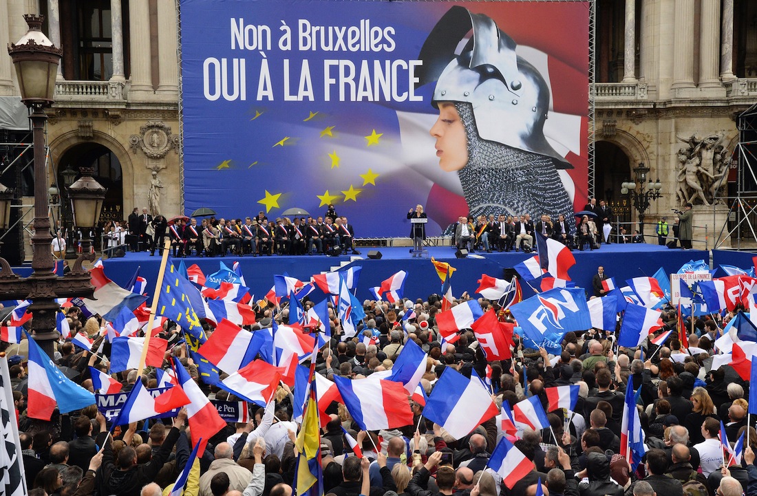 Supporters of the French far-right National Front party rally in Paris last May. Pierre Andrieu / AFP / Getty Images
