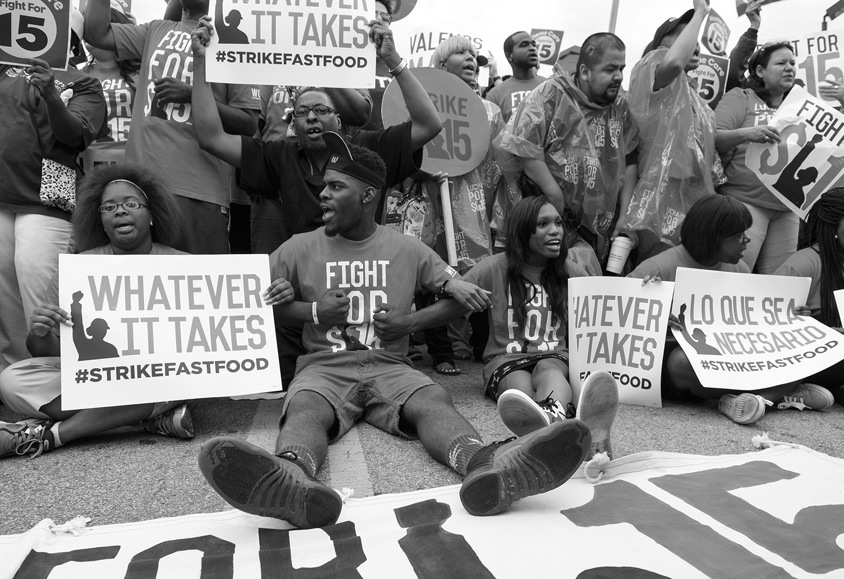 Protesters at a Fight for 15 action last September. Michael Courier