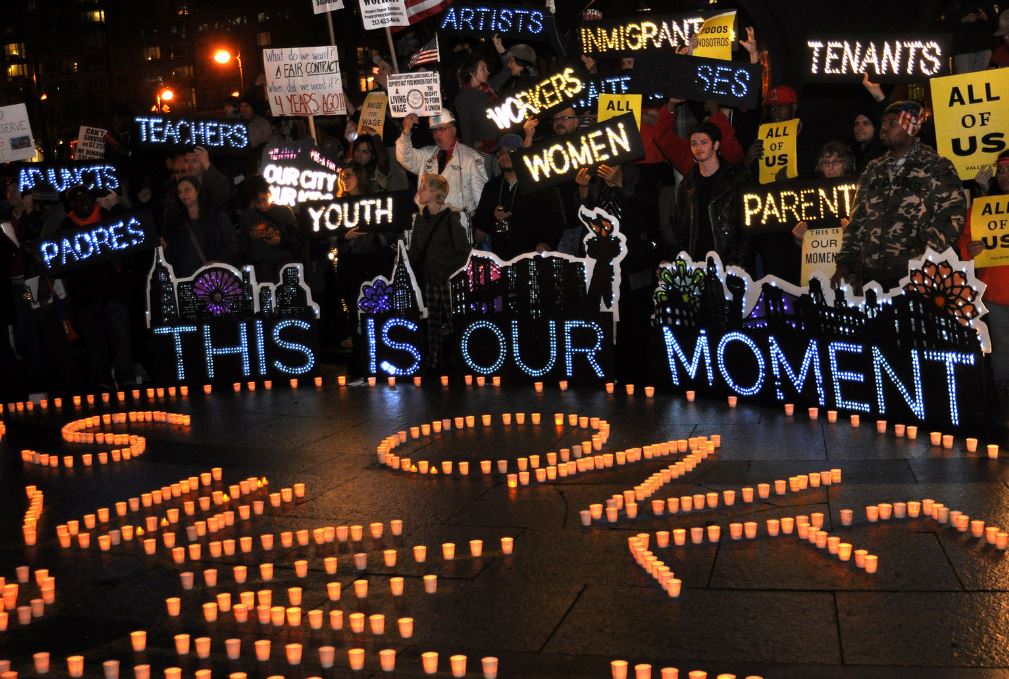 Labor and community  groups at a fast-food workers' action in New York, NY on December 5, 2013. Michael Fleshman / Flickr